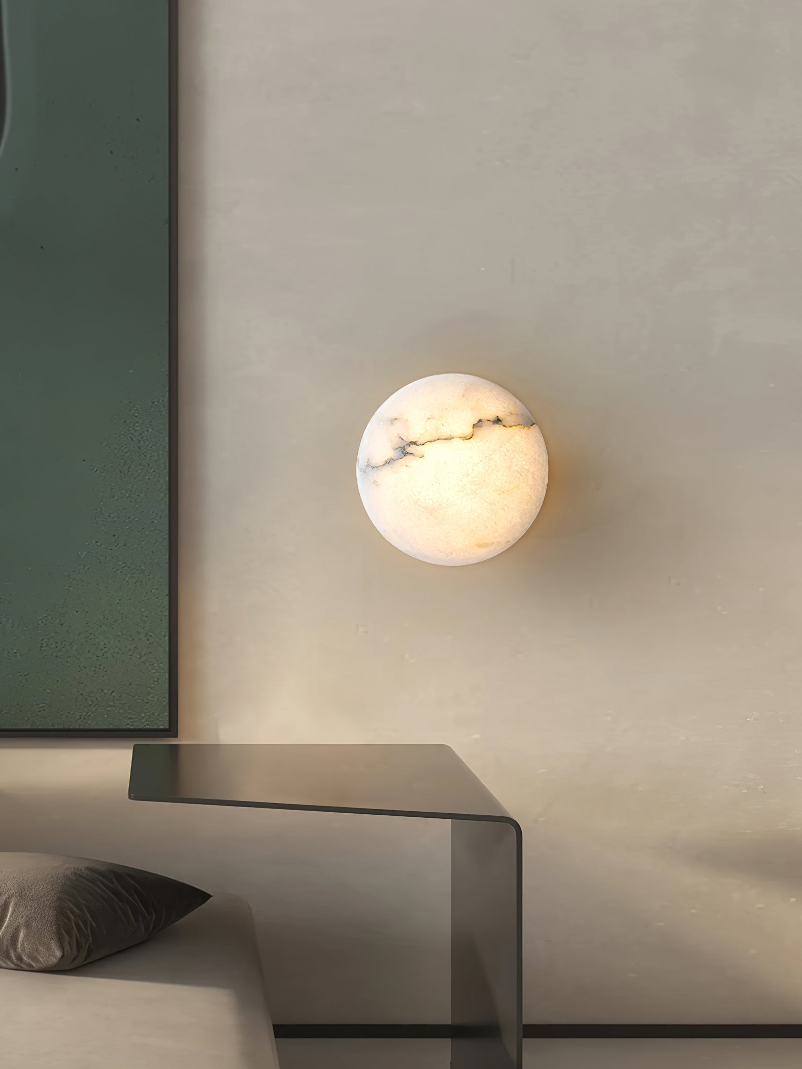 Alabaster Oval Ceiling Lamp - ∅ 7.9″ x H 3.9″Brass & WhiteWarm LightJoyfuzzy