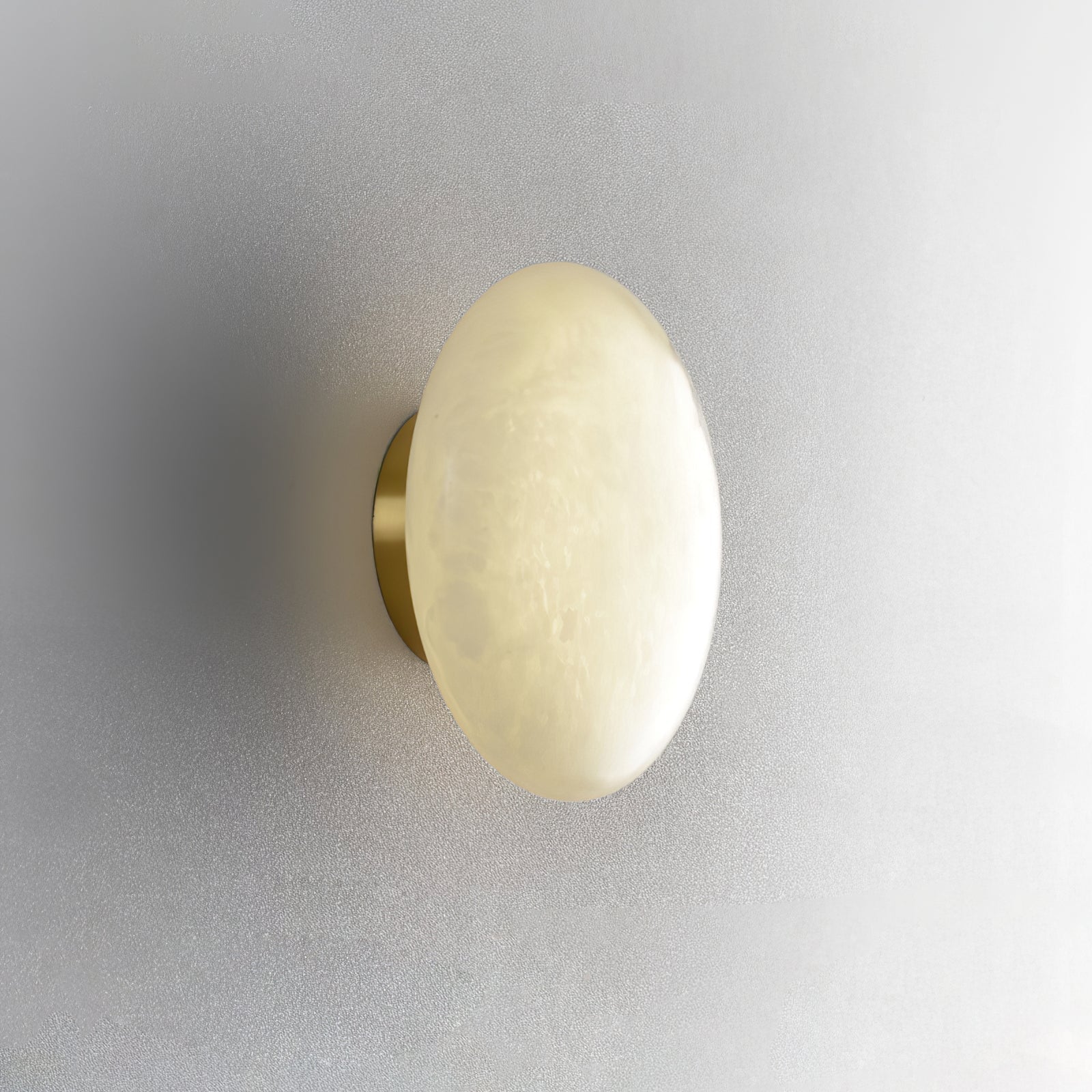 Alabaster Oval Ceiling Lamp - ∅ 7.9″ x H 3.9″Brass & WhiteWarm LightJoyfuzzy