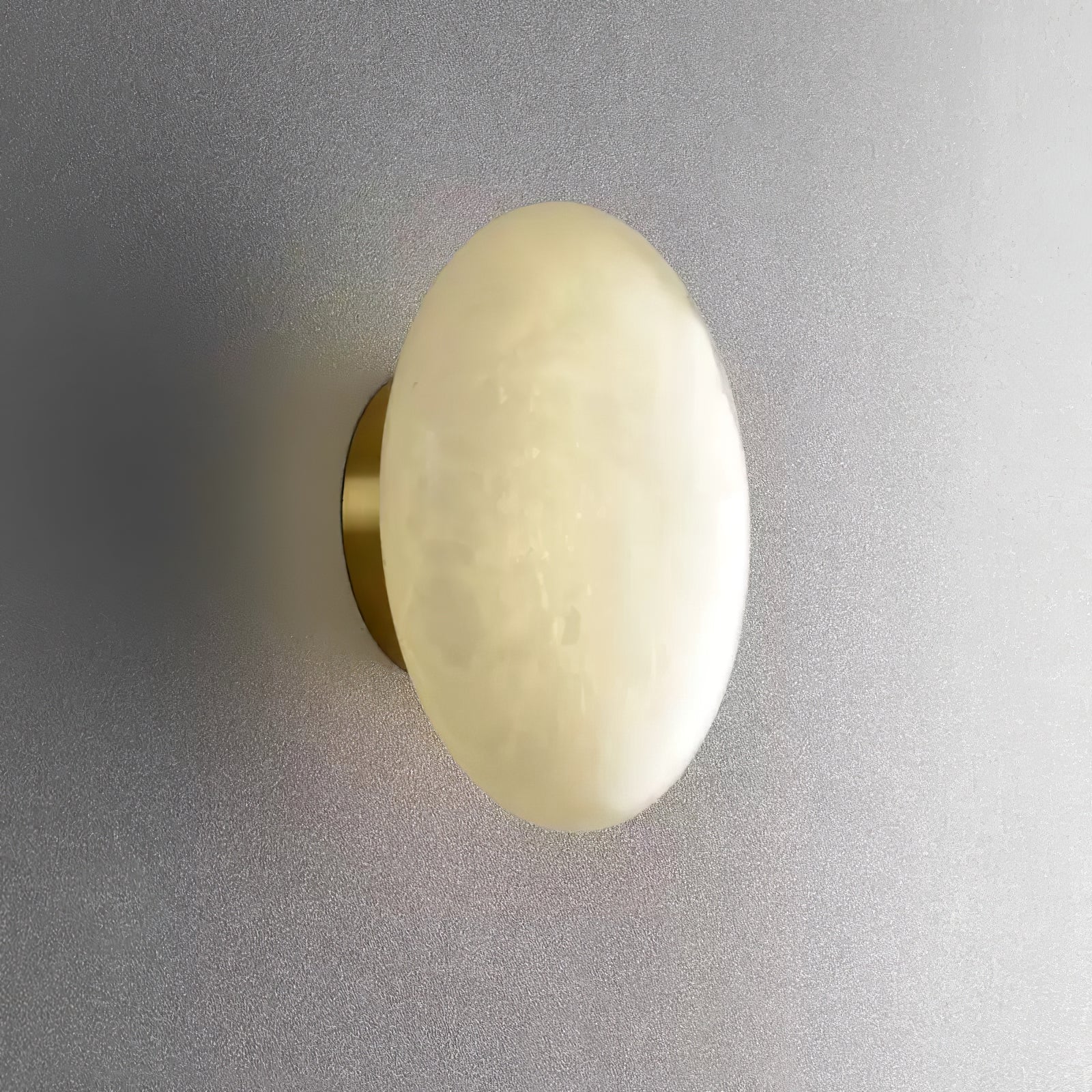 Alabaster Oval Ceiling Lamp - ∅ 7.9″ x H 3.9″Brass & WhiteWarm LightJoyfuzzy
