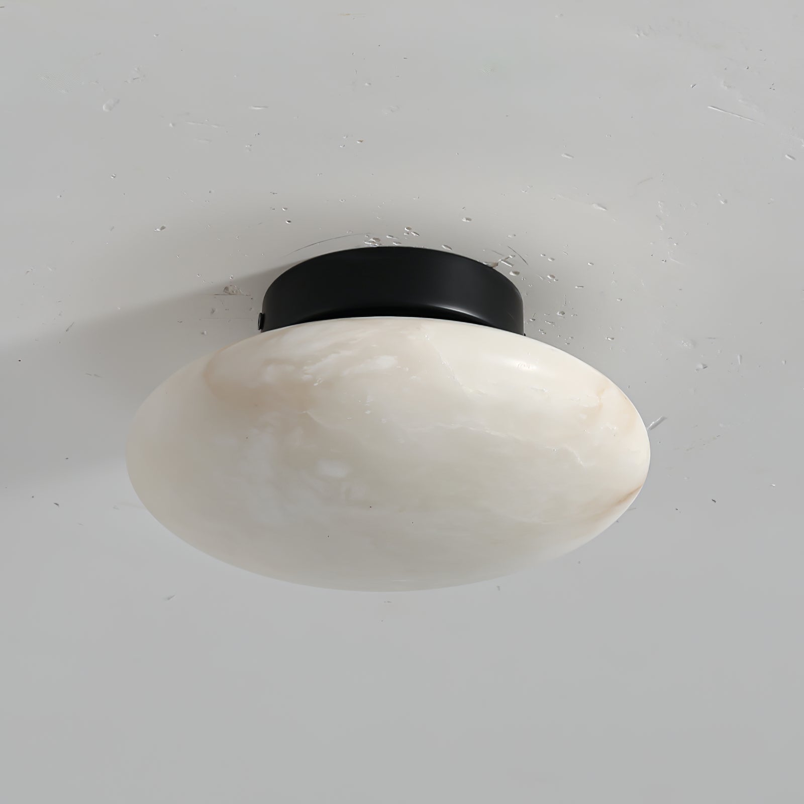 Alabaster Oval Ceiling Lamp - ∅ 7.9″ x H 3.9″Brass & WhiteWarm LightJoyfuzzy