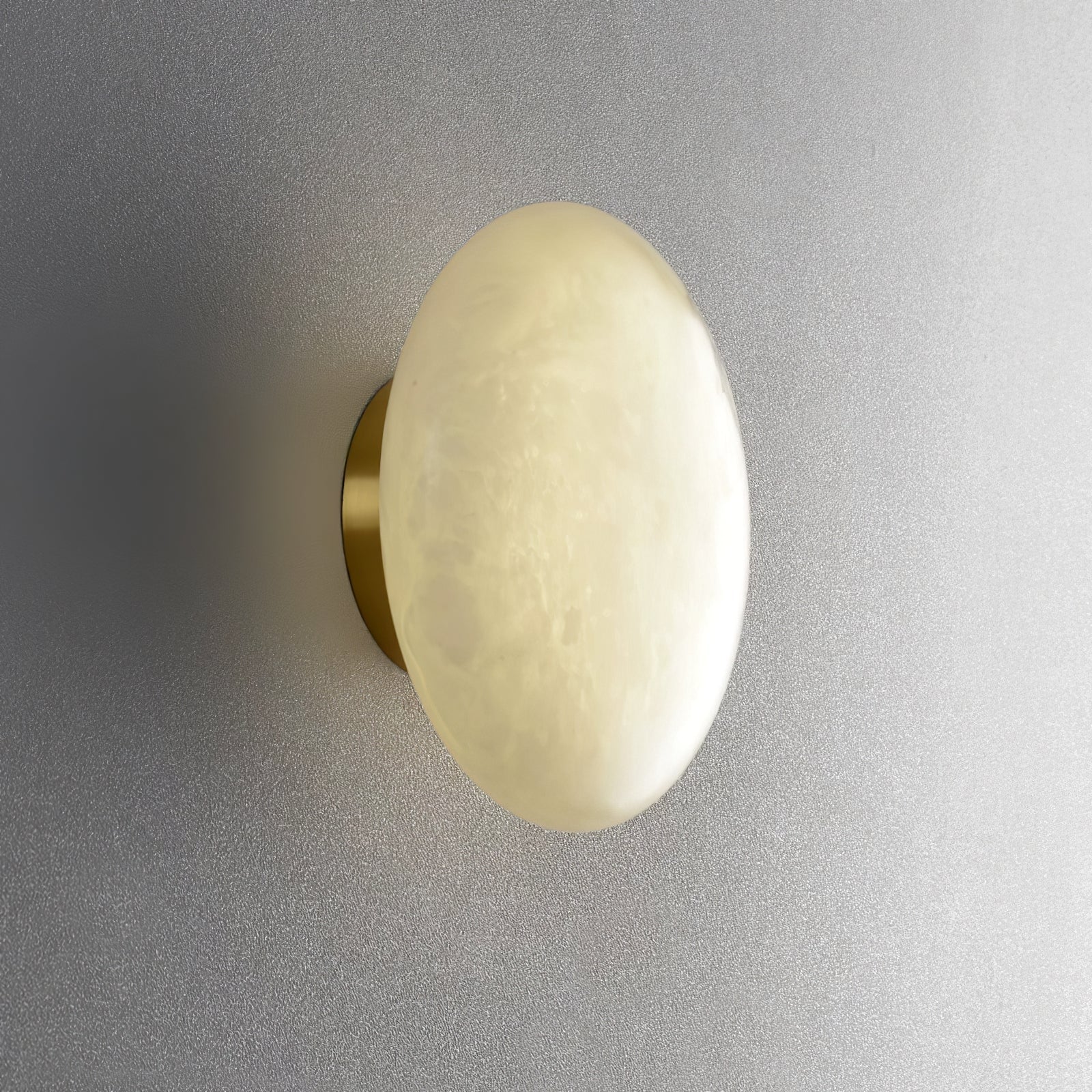 Alabaster Oval Ceiling Lamp - ∅ 7.9″ x H 3.9″Brass & WhiteWarm LightJoyfuzzy
