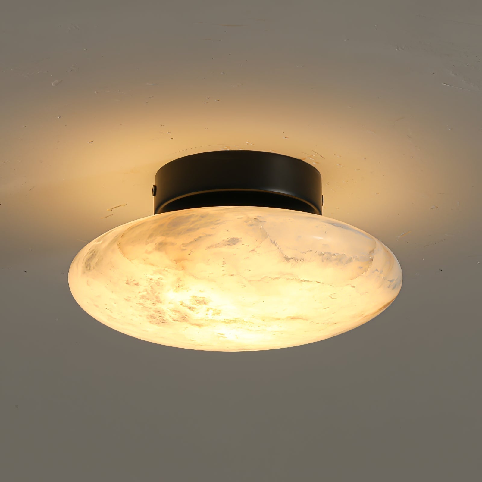Alabaster Oval Ceiling Lamp - ∅ 7.9″ x H 3.9″Black & WhiteWarm LightJoyfuzzy