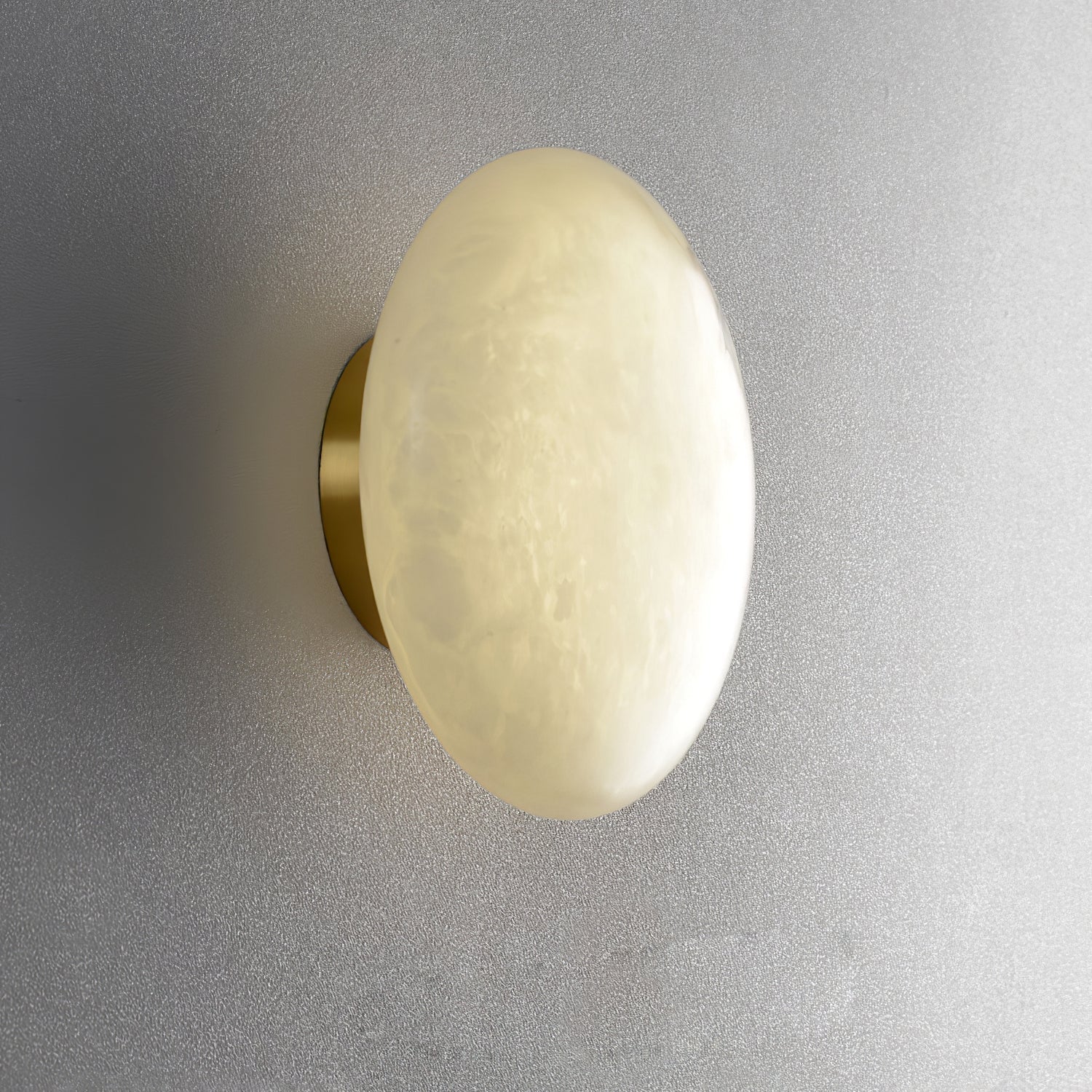 Alabaster Oval Ceiling Lamp - ∅ 7.9″ x H 3.9″Brass & WhiteWarm LightJoyfuzzy