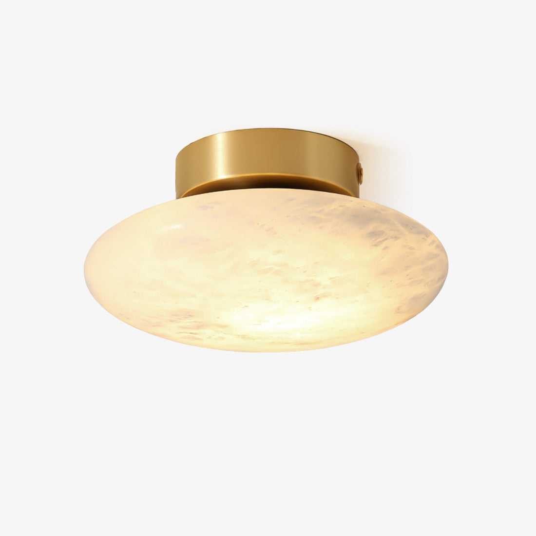 Alabaster Oval Ceiling Lamp - ∅ 7.9″ x H 3.9″Brass & WhiteWarm LightJoyfuzzy