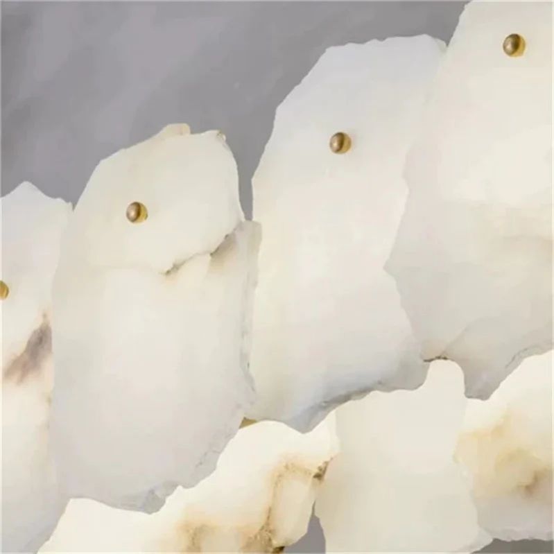 Alabaster Oval Chandelier with Rod, Dining Room Chandelier-Chandelier-Joyfuzzy-Joyfuzzy