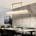 Alabaster Oval Chandelier with Rod, Dining Room Chandelier-Chandelier-Joyfuzzy-Joyfuzzy