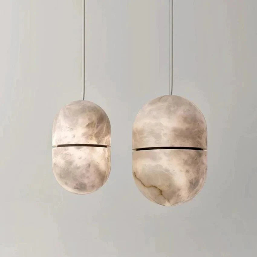 Alabaster Oval Pendant 5.9" D 7.1" D - Joyfuzzy