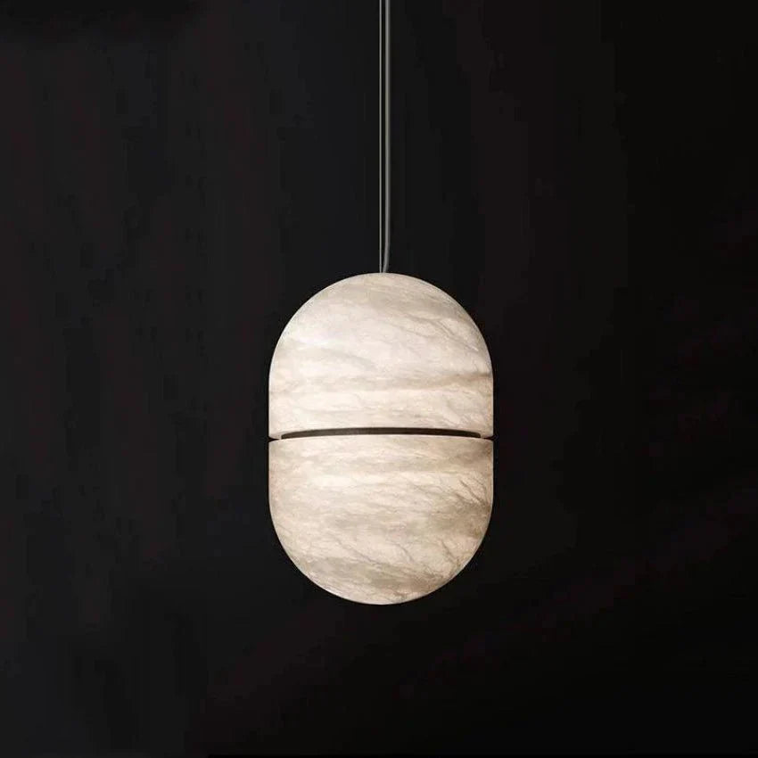 Alabaster Oval Pendant 5.9" D 7.1" D - Joyfuzzy