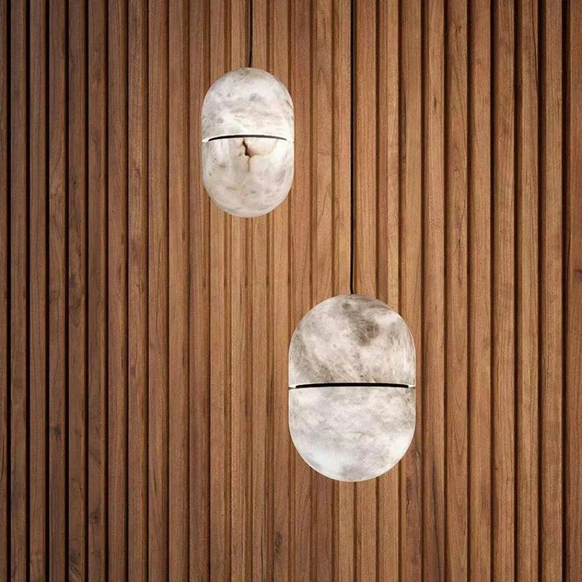 Alabaster Oval Pendant 5.9" D 7.1" D - Joyfuzzy