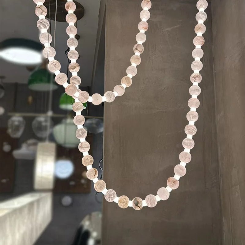 Alabaster Pearl Necklace Chandelier - 4 - Strips L 145.7″ + 116.9″ + 220.5″ + 244.9″Gold & WhiteJoyfuzzy