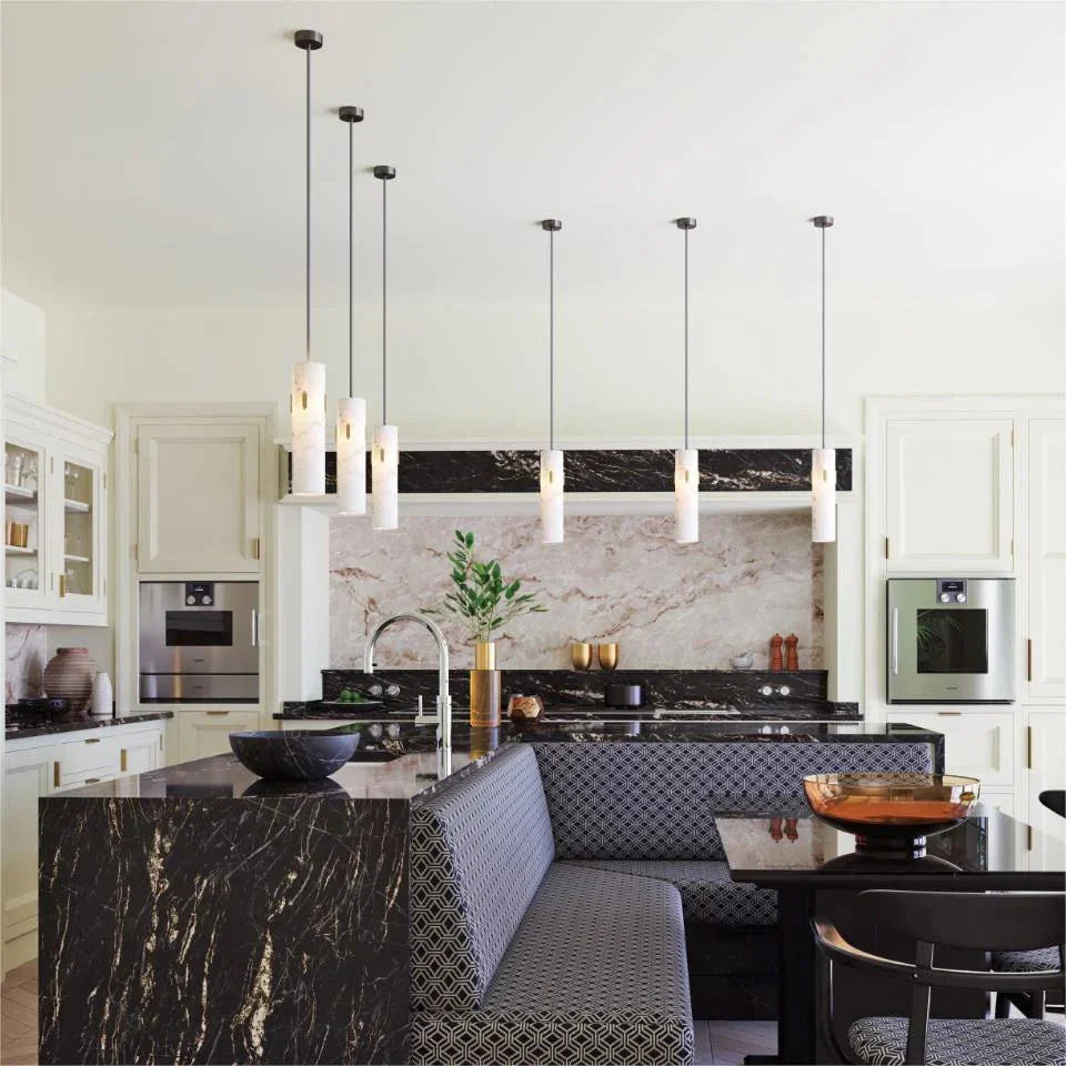 Alabaster Pendant Light with Deco - Joyfuzzy
