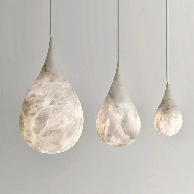 Alabaster Rain Pendant Lighting, Dining Table Pendant - 7" D x 13.4" HJoyfuzzy