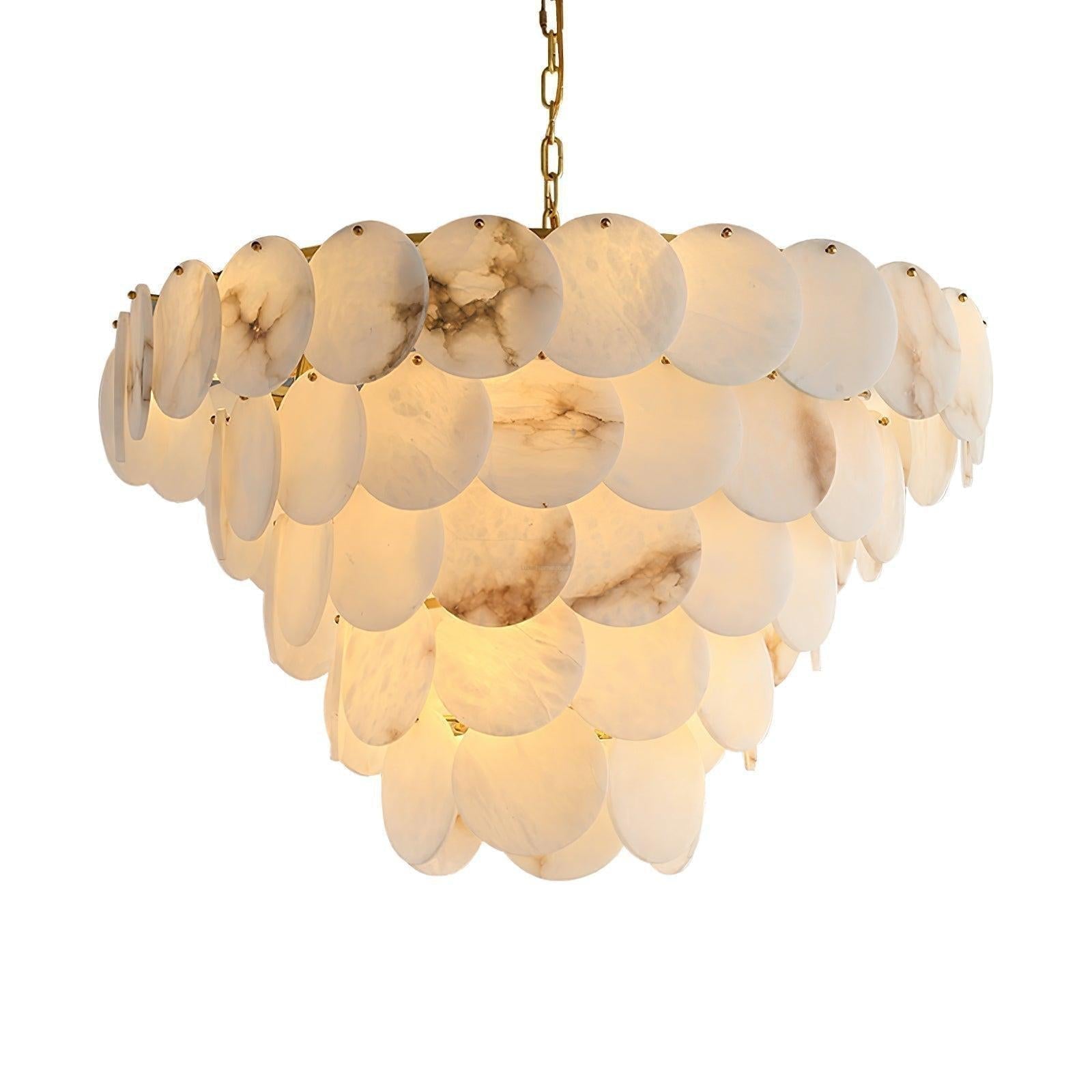 Alabaster Shell Brass Chandelier with 2/3/4/5/6 layer - 5 layers 35.4" x H 31.5" / Dia 90cm x H 80cmBrass & WhiteJoyfuzzy