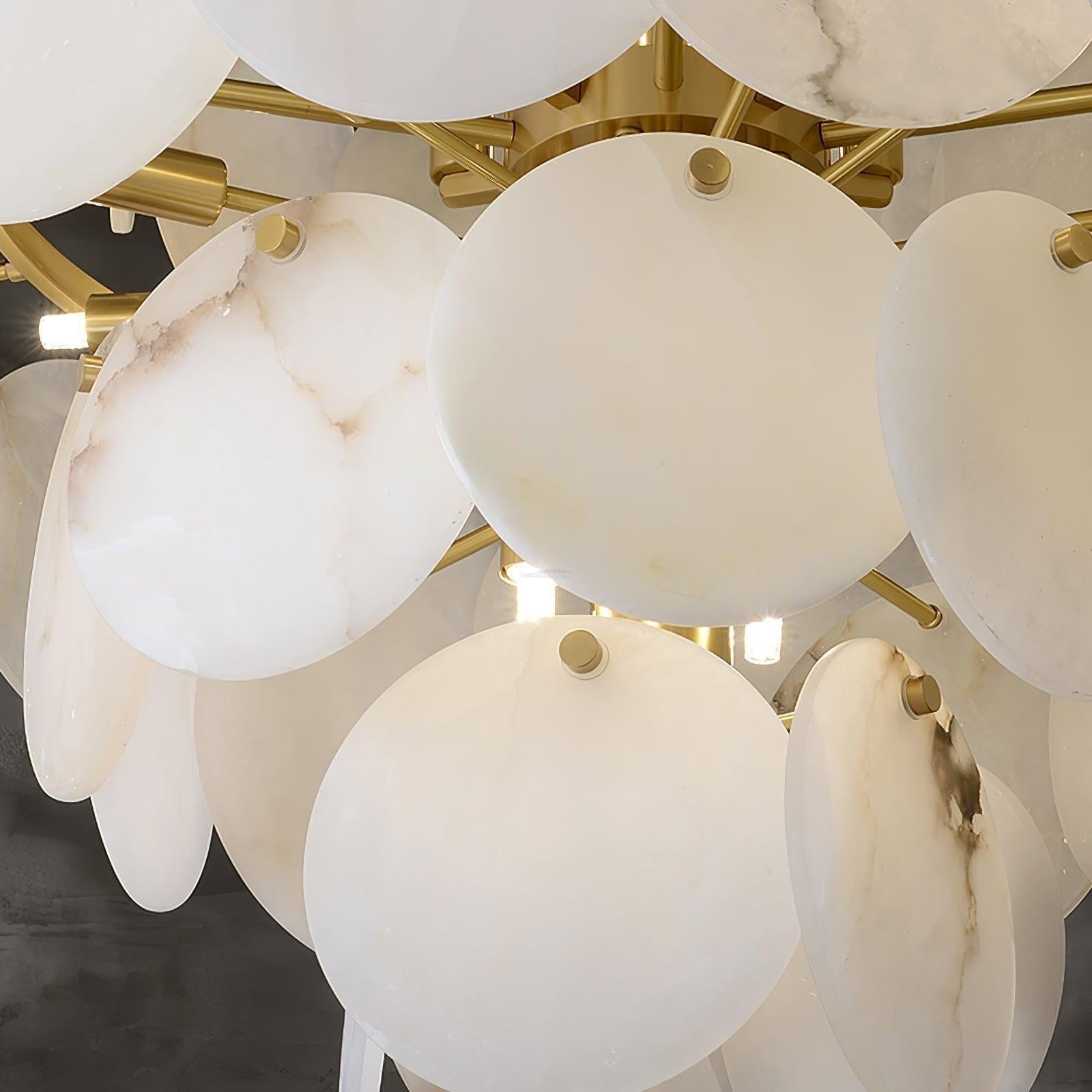 Alabaster Shell Brass Chandelier with 2/3/4/5/6 layer - 6 layers 43.3" x H 35.4" / Dia 110cm x H 90cmBrass & WhiteJoyfuzzy