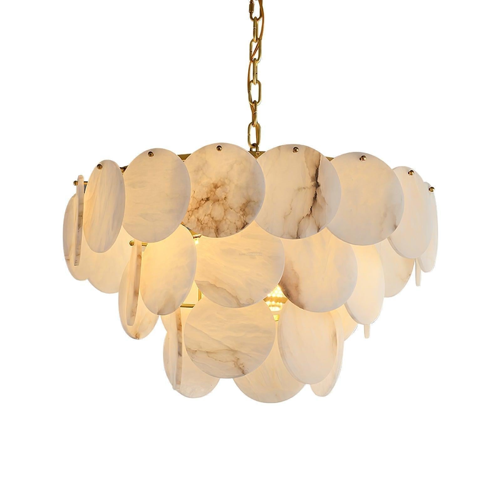 Alabaster Shell Brass Chandelier with 2/3/4/5/6 layer - 3 layers 25.6" x H 21.7" / Dia 65cm x H 55cmBrass & WhiteJoyfuzzy