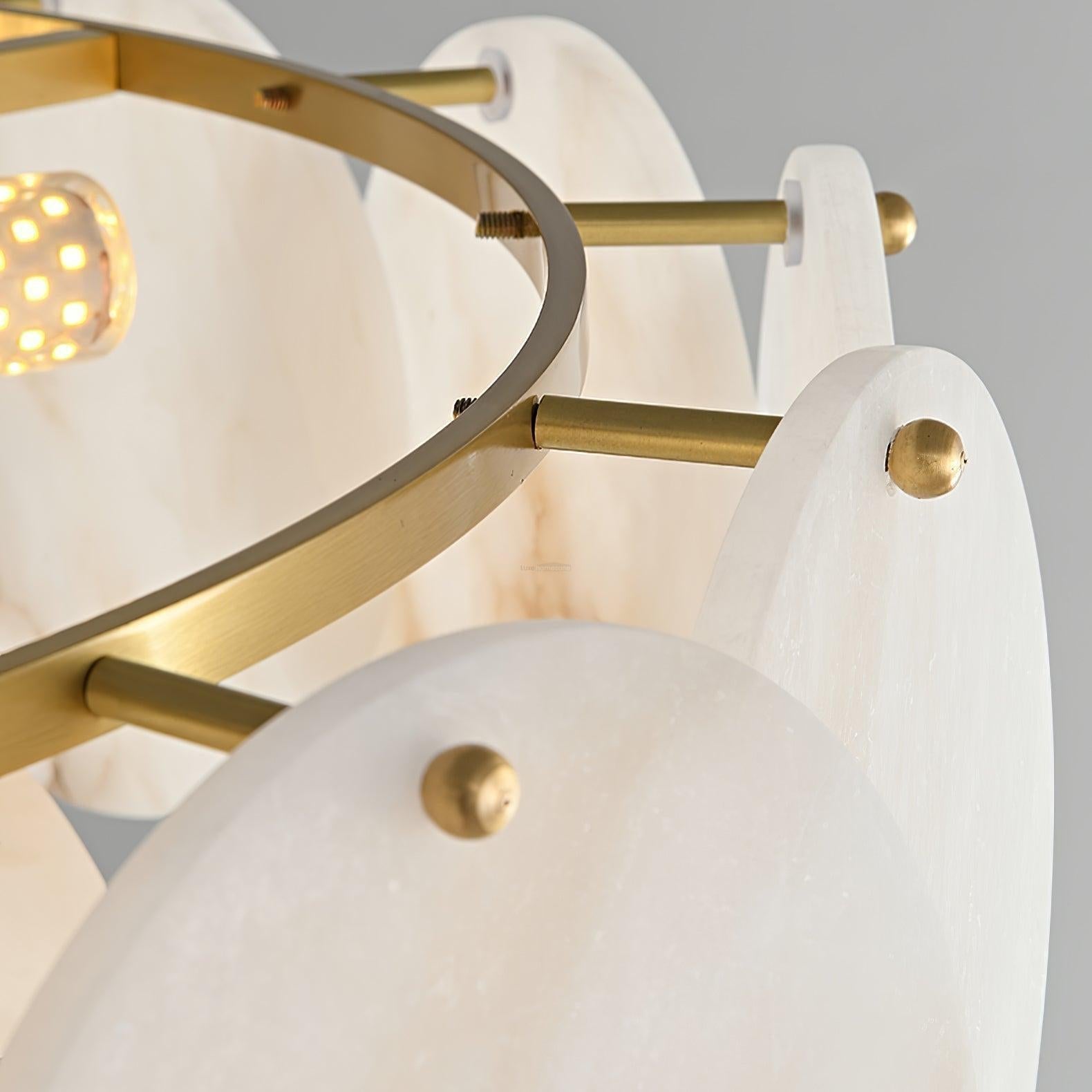 Alabaster Shell Brass Chandelier with 2/3/4/5/6 layer - 6 layers 43.3" x H 35.4" / Dia 110cm x H 90cmBrass & WhiteJoyfuzzy