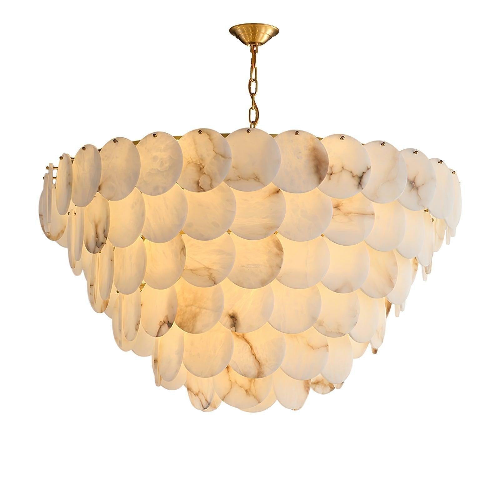 Alabaster Shell Brass Chandelier with 2/3/4/5/6 layer - 6 layers 43.3" x H 35.4" / Dia 110cm x H 90cmBrass & WhiteJoyfuzzy