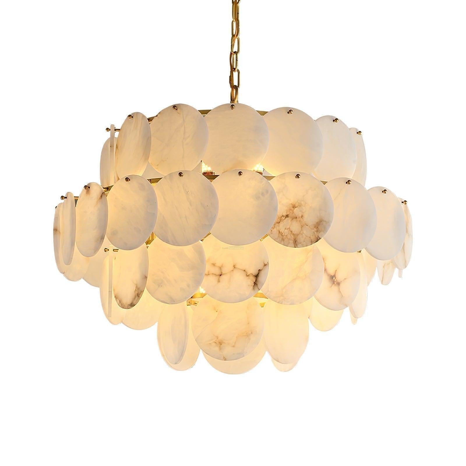 Alabaster Shell Brass Chandelier with 2/3/4/5/6 layer - 4 layers 31.5" x H 29.5" / Dia 80cm x H 75cmBrass & WhiteJoyfuzzy