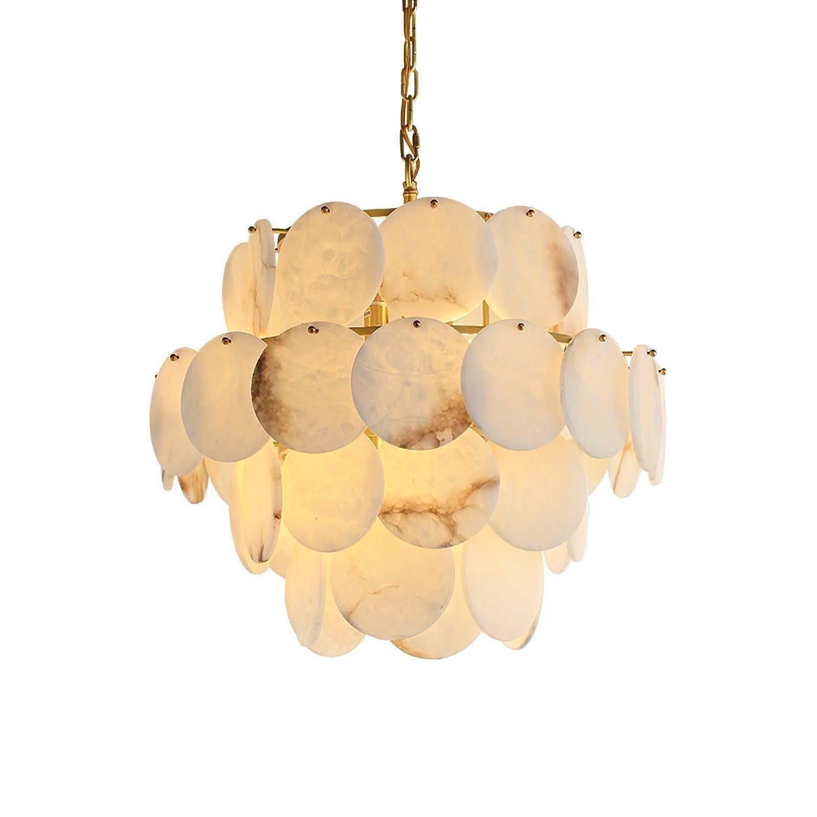 Alabaster Shell Brass Chandelier with 2/3/4/5/6 layer - 4 layers 23.6" x H 29.5" / Dia 60cm x H 75cmBrass & WhiteJoyfuzzy