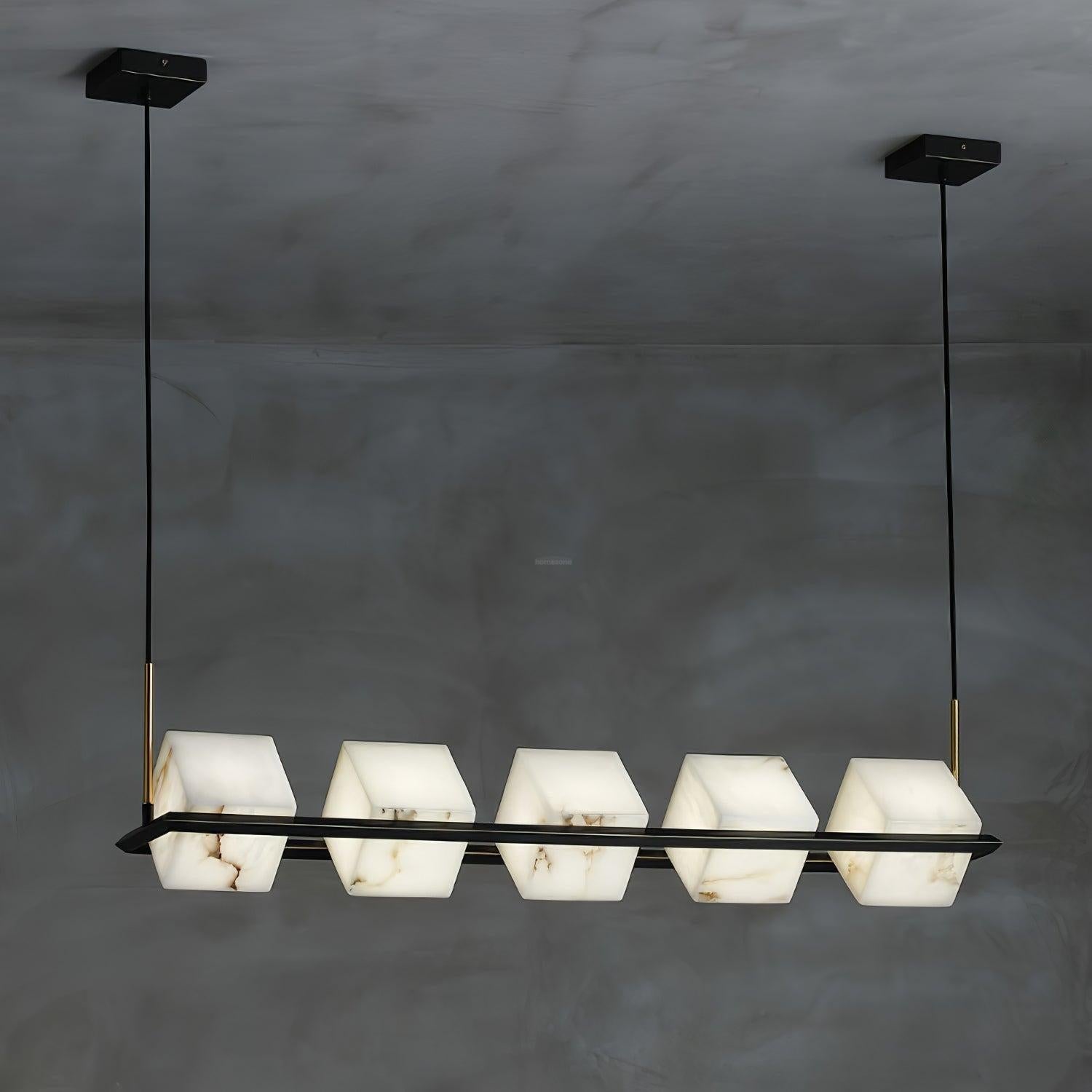 Alabaster Square Box Chandelier with 4/5/6/8/9 heads - 9 Heads L 41.3" x W 41.3" x H 17.7" / L 105cm x W 105cm x H 45cmBrass & Black & WhiteJoyfuzzy
