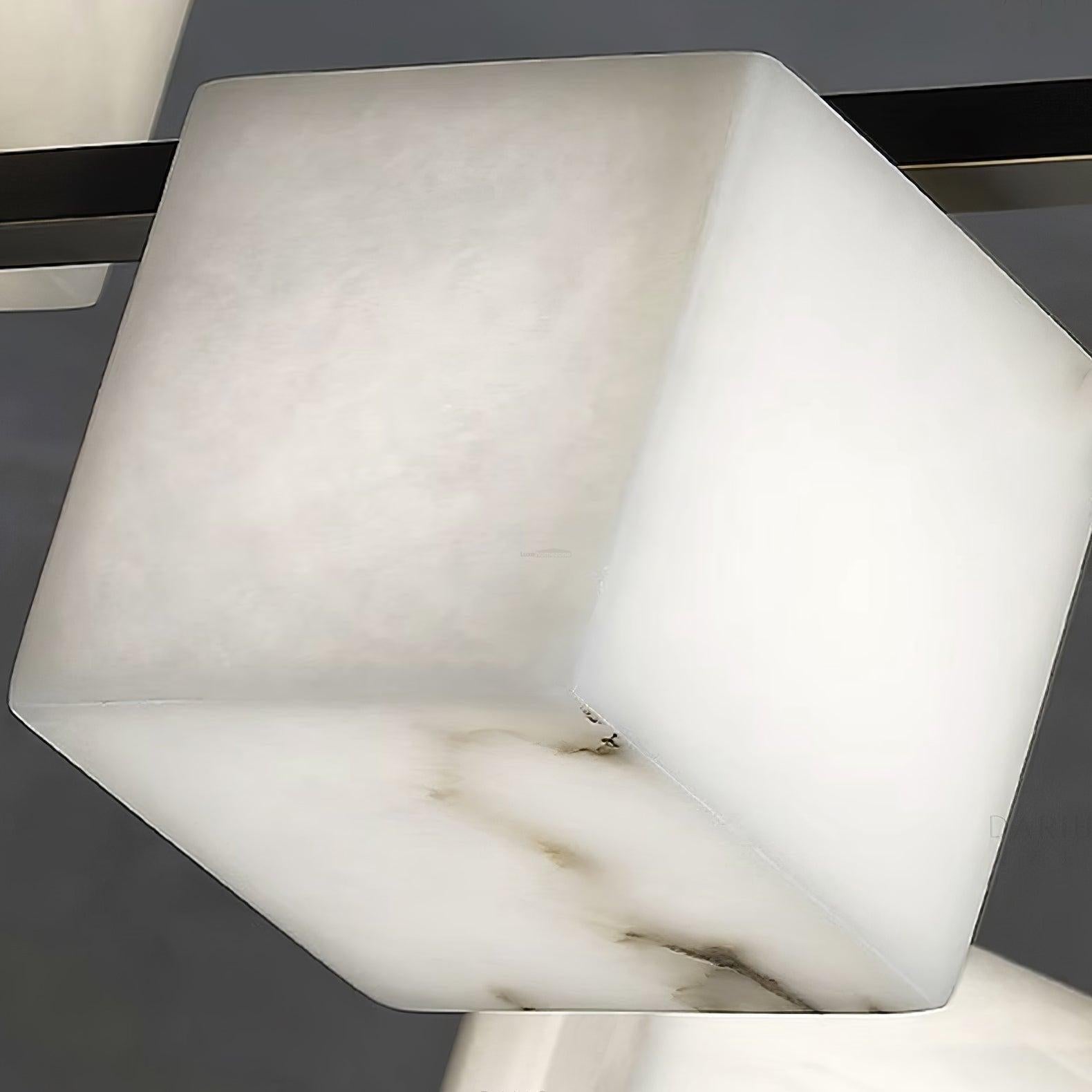 Alabaster Square Box Chandelier with 4/5/6/8/9 heads - 9 Heads L 41.3" x W 41.3" x H 17.7" / L 105cm x W 105cm x H 45cmBrass & Black & WhiteJoyfuzzy