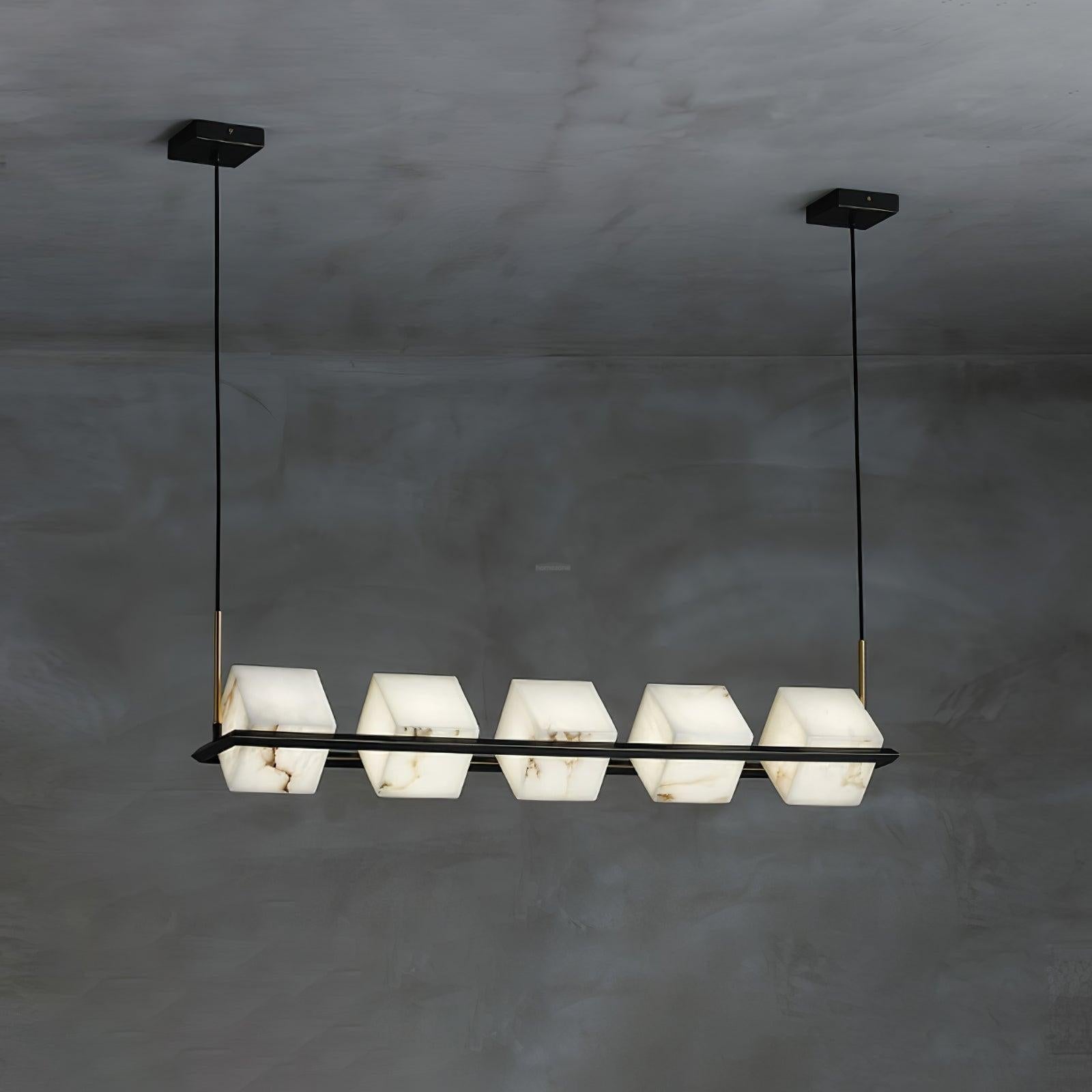 Alabaster Square Box Chandelier with 4/5/6/8/9 heads - 9 Heads L 41.3" x W 41.3" x H 17.7" / L 105cm x W 105cm x H 45cmBrass & Black & WhiteJoyfuzzy