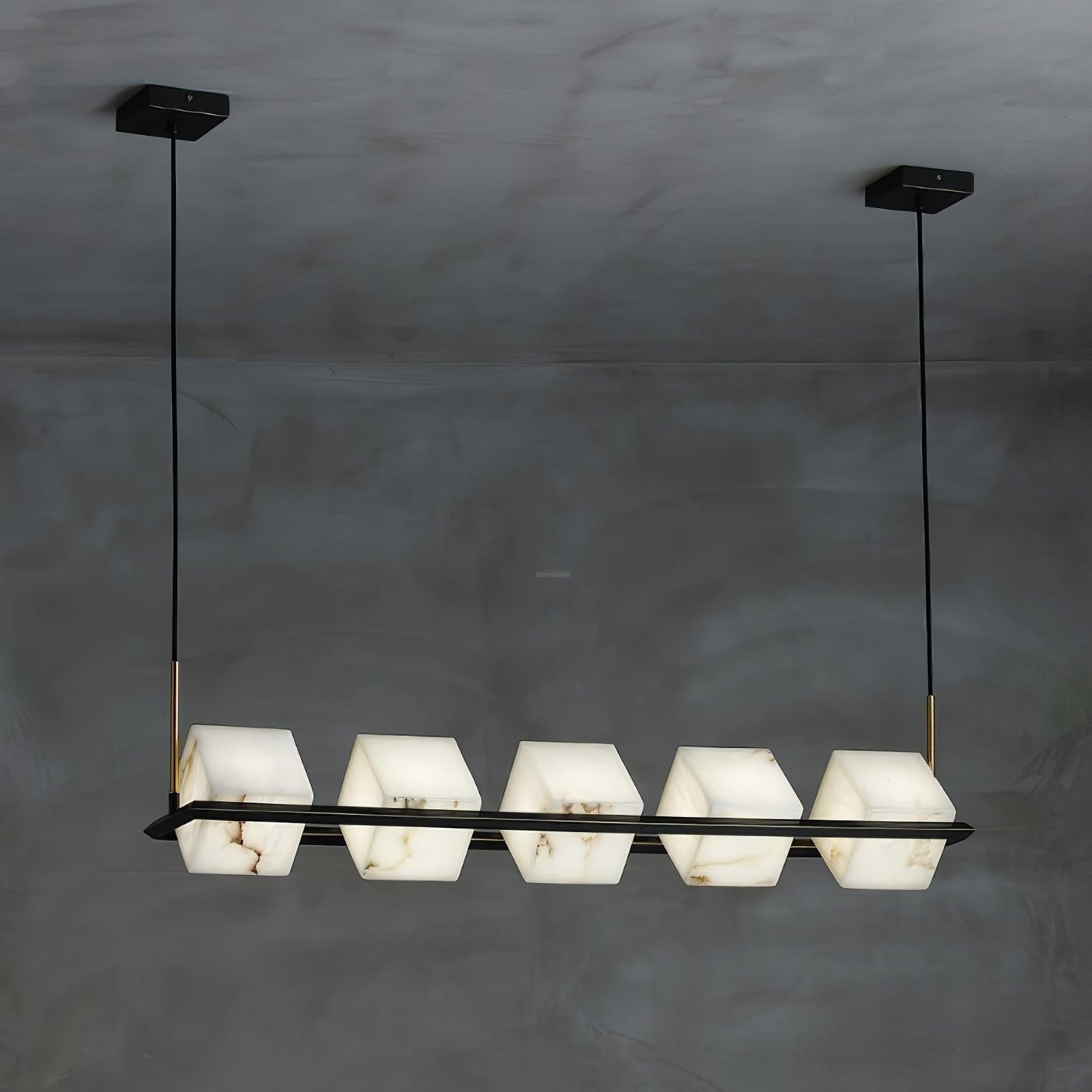 Alabaster Square Box Chandelier with 4/5/6/8/9 heads - 9 Heads L 41.3" x W 41.3" x H 17.7" / L 105cm x W 105cm x H 45cmBrass & Black & WhiteJoyfuzzy