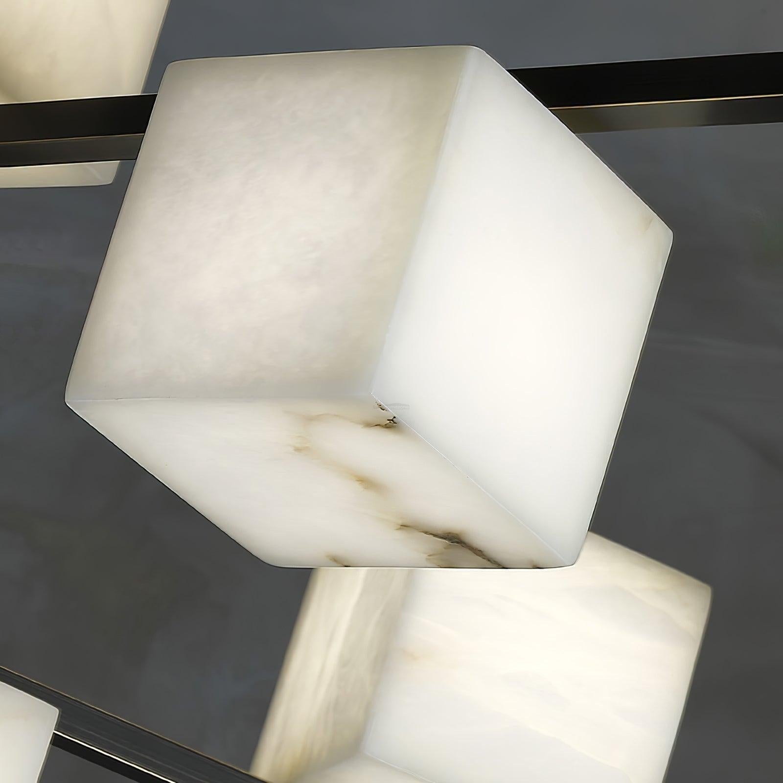 Alabaster Square Box Chandelier with 4/5/6/8/9 heads - 9 Heads L 41.3" x W 41.3" x H 17.7" / L 105cm x W 105cm x H 45cmBrass & Black & WhiteJoyfuzzy