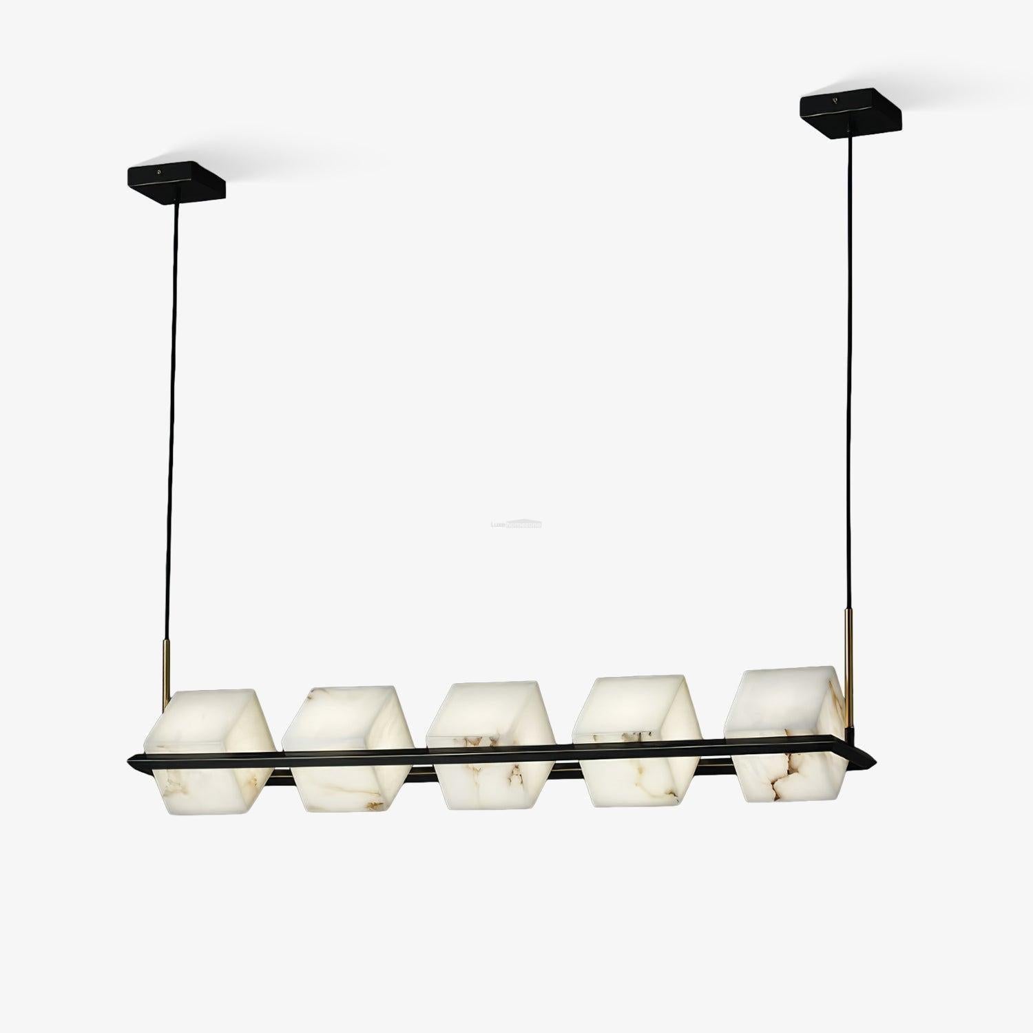 Alabaster Square Box Chandelier with 4/5/6/8/9 heads - 9 Heads L 41.3" x W 41.3" x H 17.7" / L 105cm x W 105cm x H 45cmBrass & Black & WhiteJoyfuzzy
