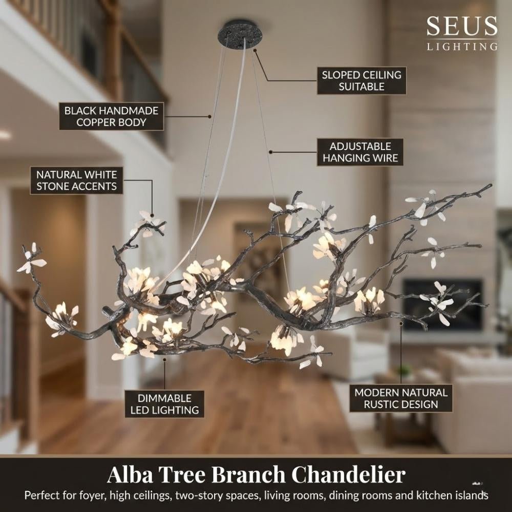 Alba Tree Branch Chandelier - 39.37” (100 cm)Warm White 3000KJoyfuzzy