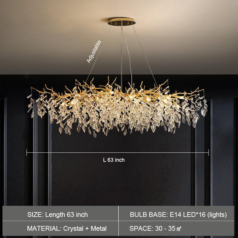 Albero Modern French - Style Branch Crystal Chandelier with Crystal Leaf - Round D 31.5"/10 Lights/18.9kgWarm LightJoyfuzzy