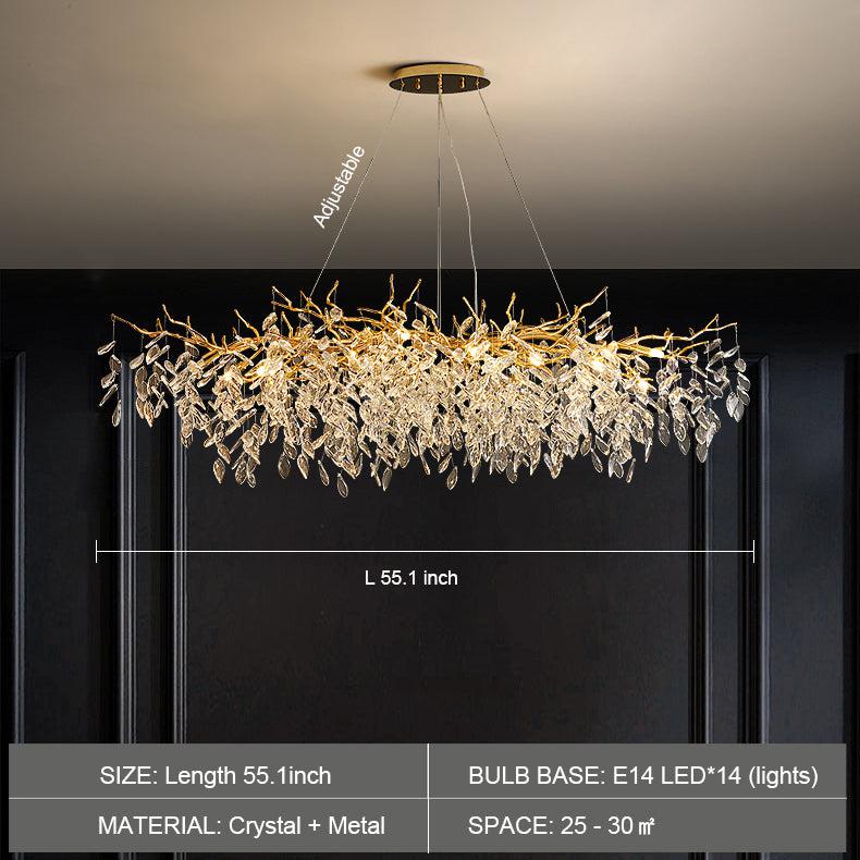 Albero Modern French - Style Branch Crystal Chandelier with Crystal Leaf - Round D 31.5"/10 Lights/18.9kgWarm LightJoyfuzzy