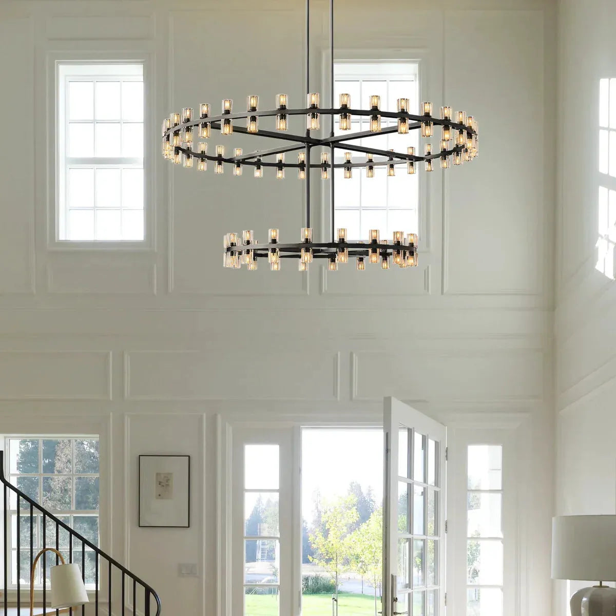 Arcachan Crystal 2-Tier Round Chandelier 60"-Joyfuzzy