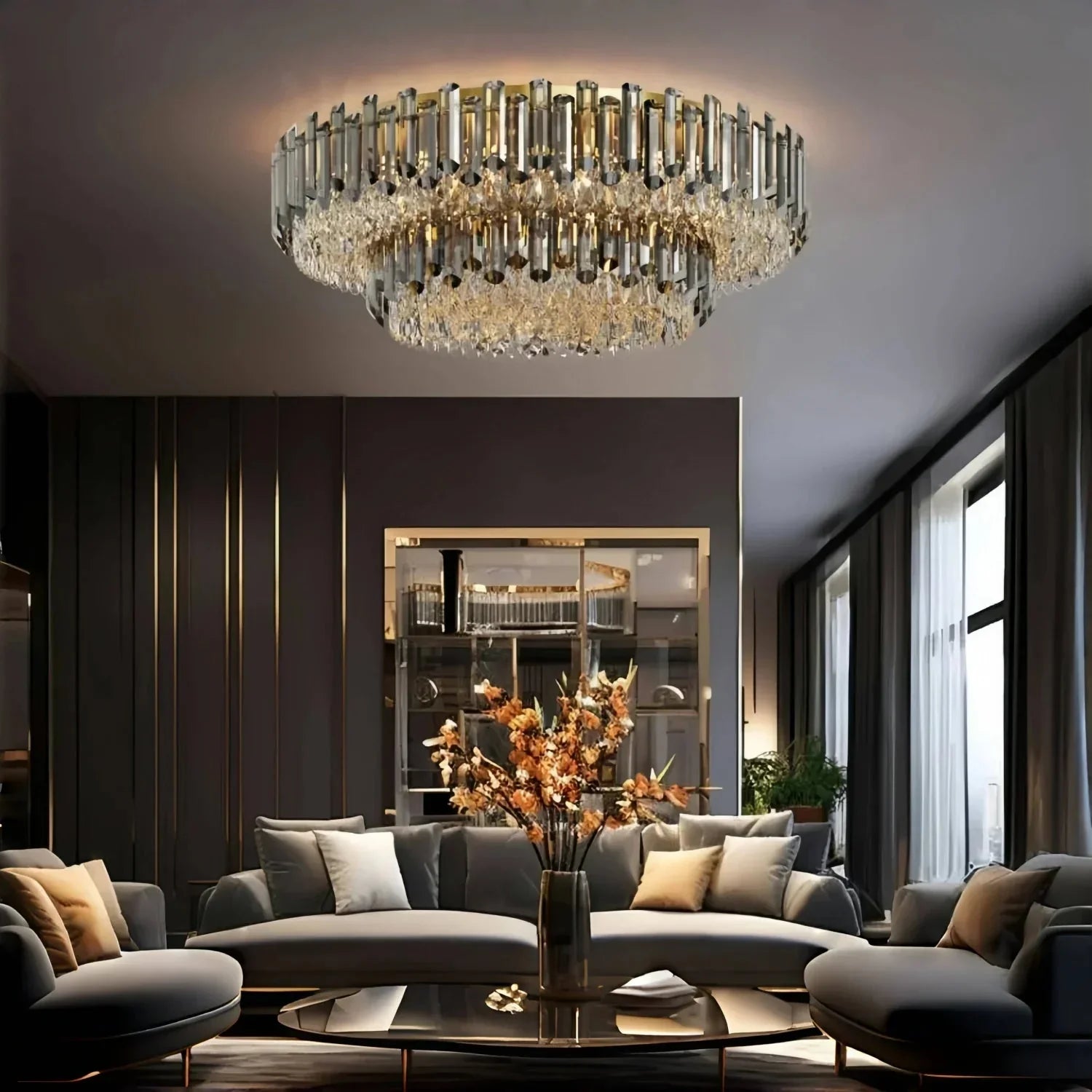 Arina Luxury Round Crystal Chandelier 31" - Joyfuzzy