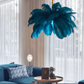 Art Deco Colorized Feather Brass Branch Chandelier - BlueJoyfuzzy