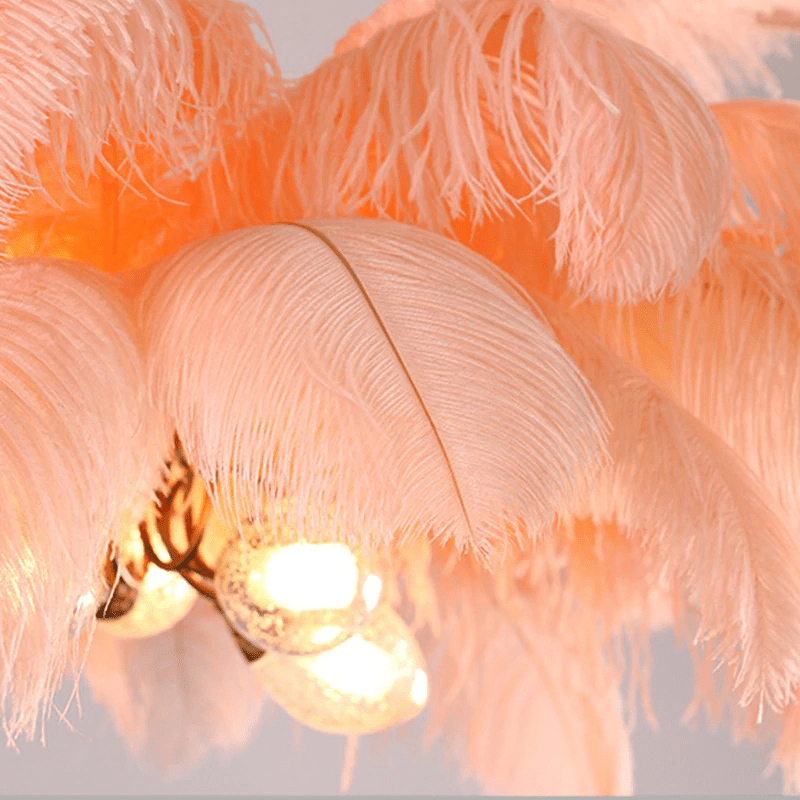 Art Deco Colorized Feather Brass Branch Chandelier - OrangeJoyfuzzy