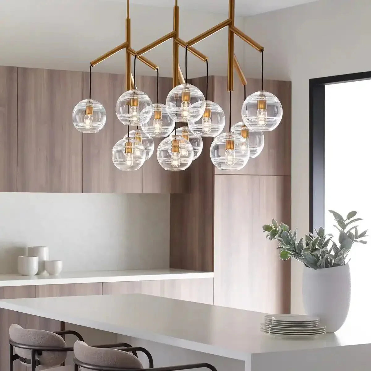 Art Glass Ball Sedona Triple Chandelier - Joyfuzzy