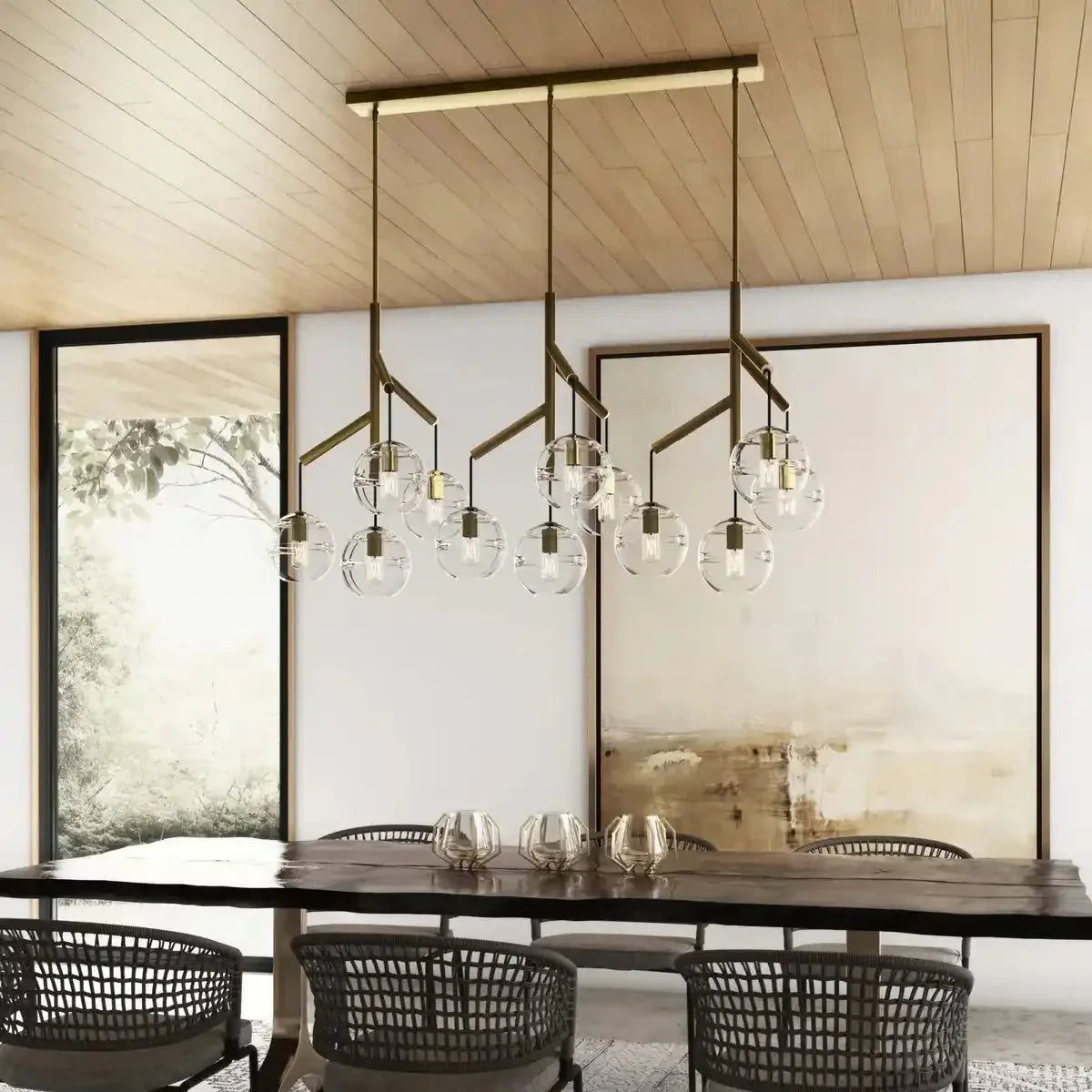 Art Glass Ball Sedona Triple Chandelier - Joyfuzzy