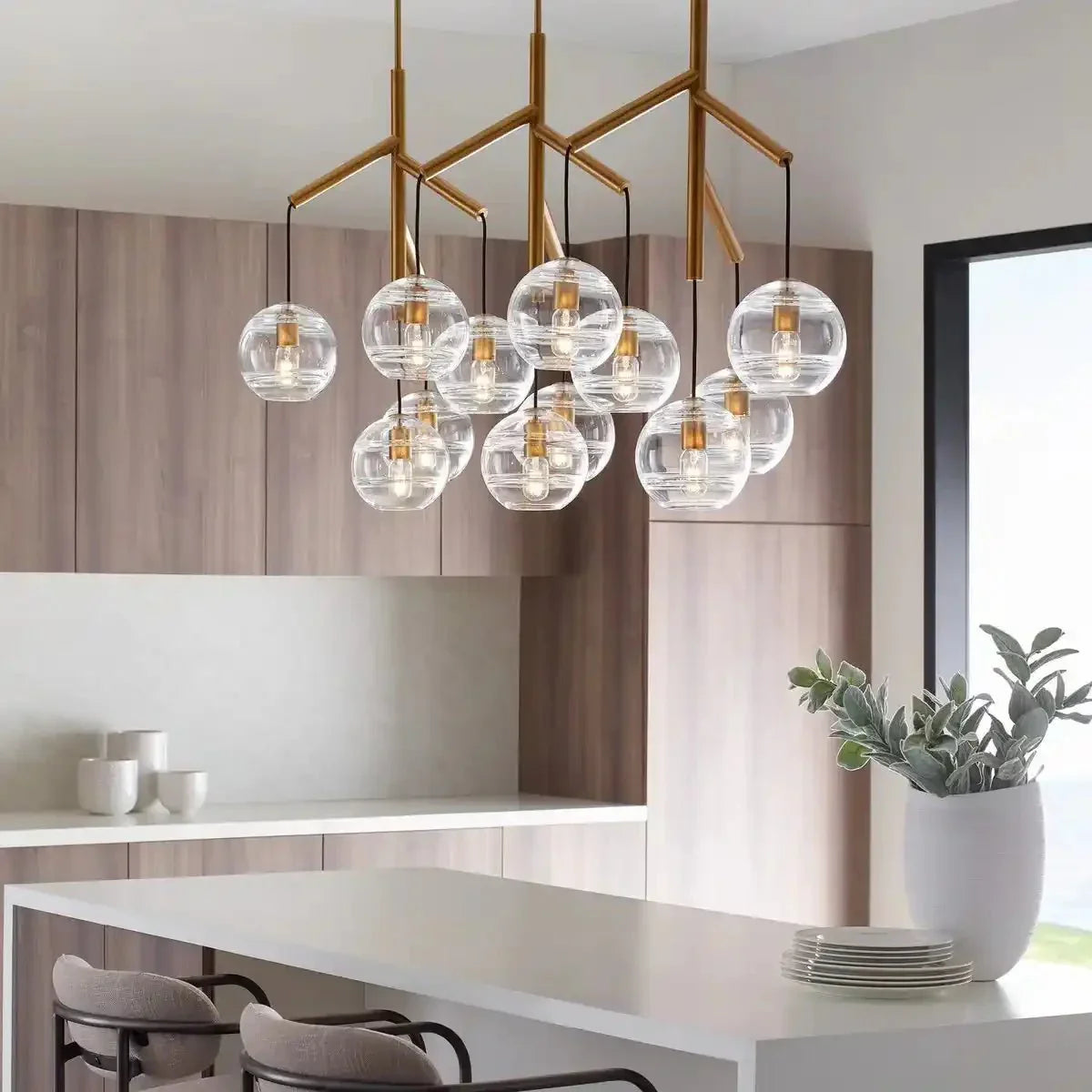 Art Glass Ball Sedona Triple Chandelier - Joyfuzzy