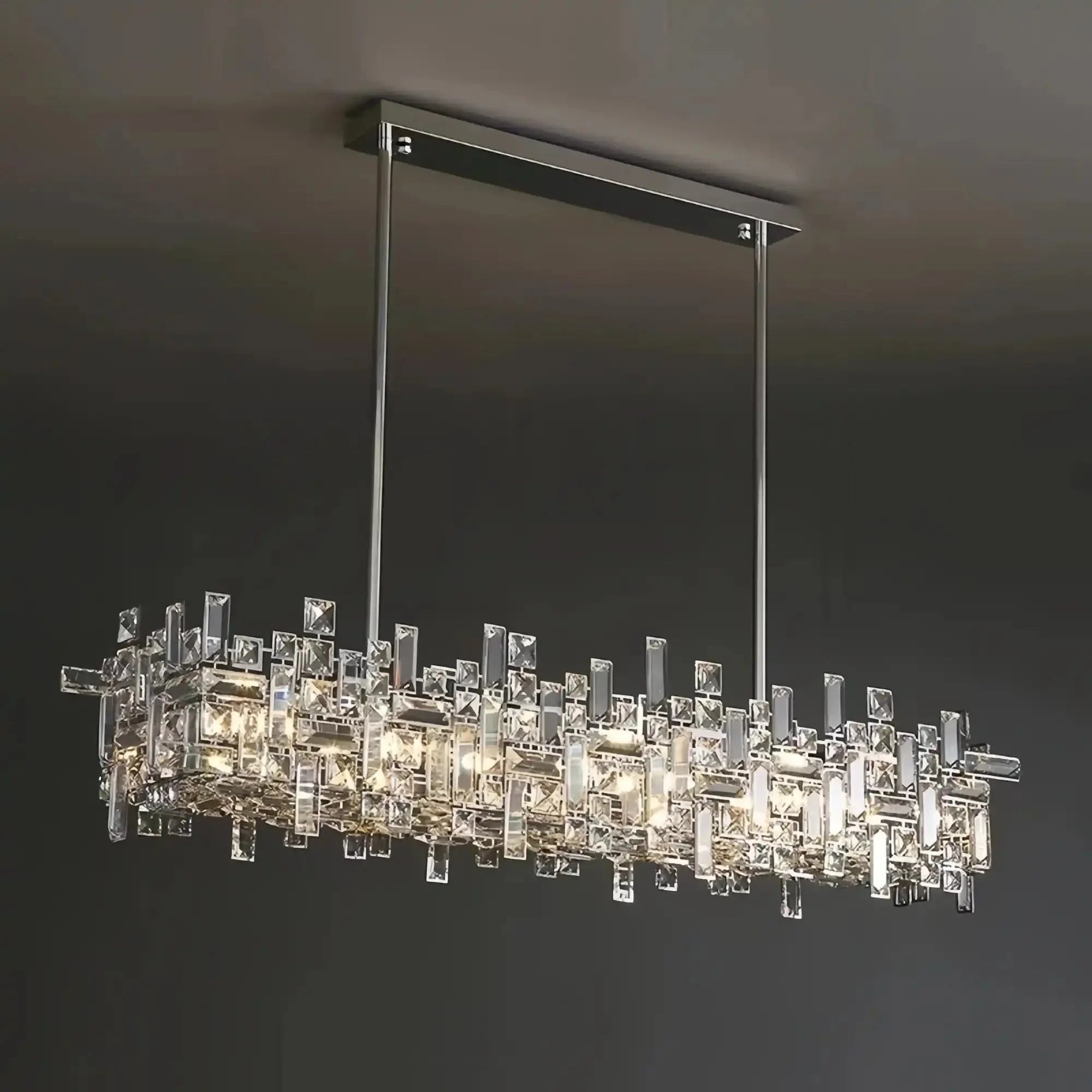 Art Irregular Block Collection Crystal Pendant Chandelier Suit for Living/Dining Room - Joyfuzzy