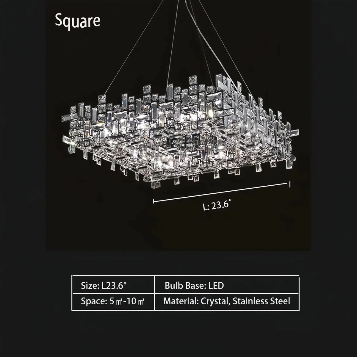 Art Irregular Block Collection Crystal Pendant Chandelier Suit for Living/Dining Room - Joyfuzzy