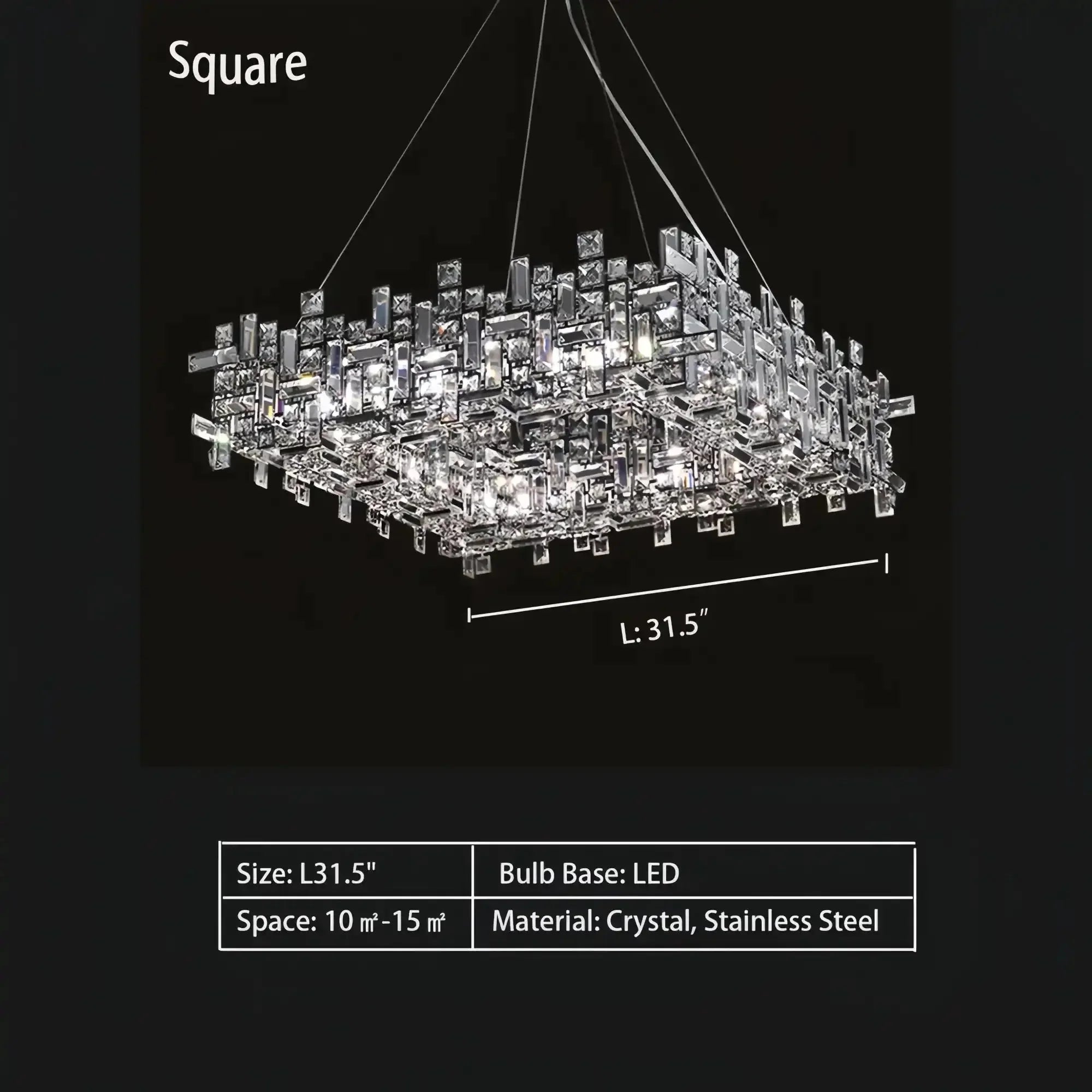 Art Irregular Block Collection Crystal Pendant Chandelier Suit for Living/Dining Room - Joyfuzzy