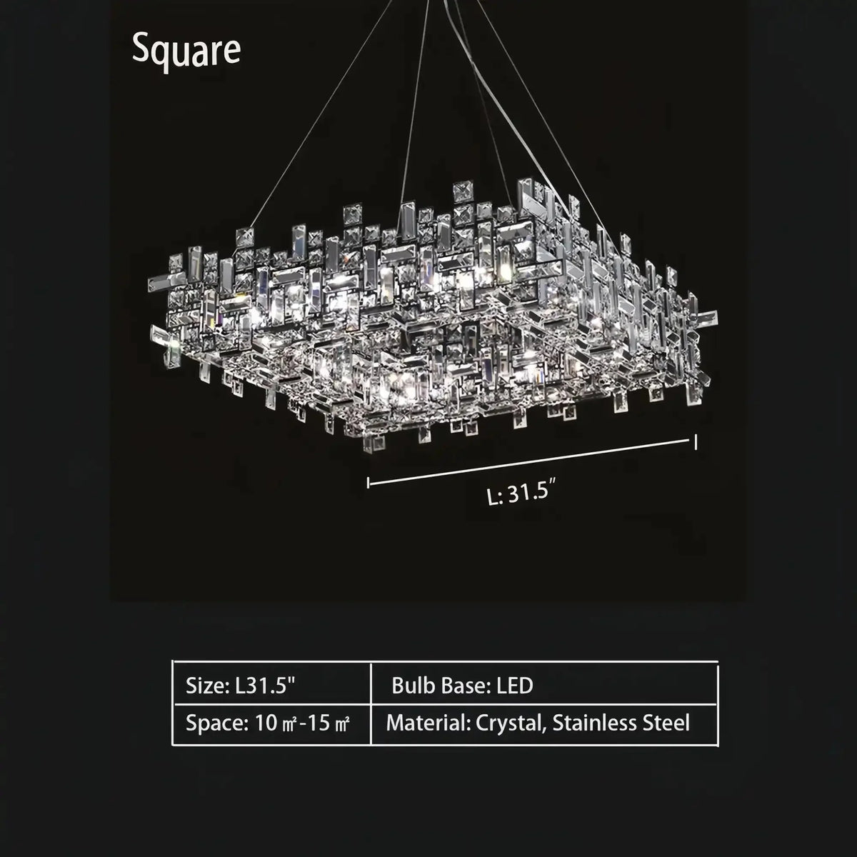 Art Irregular Block Collection Crystal Pendant Chandelier Suit for Living/Dining Room - Joyfuzzy