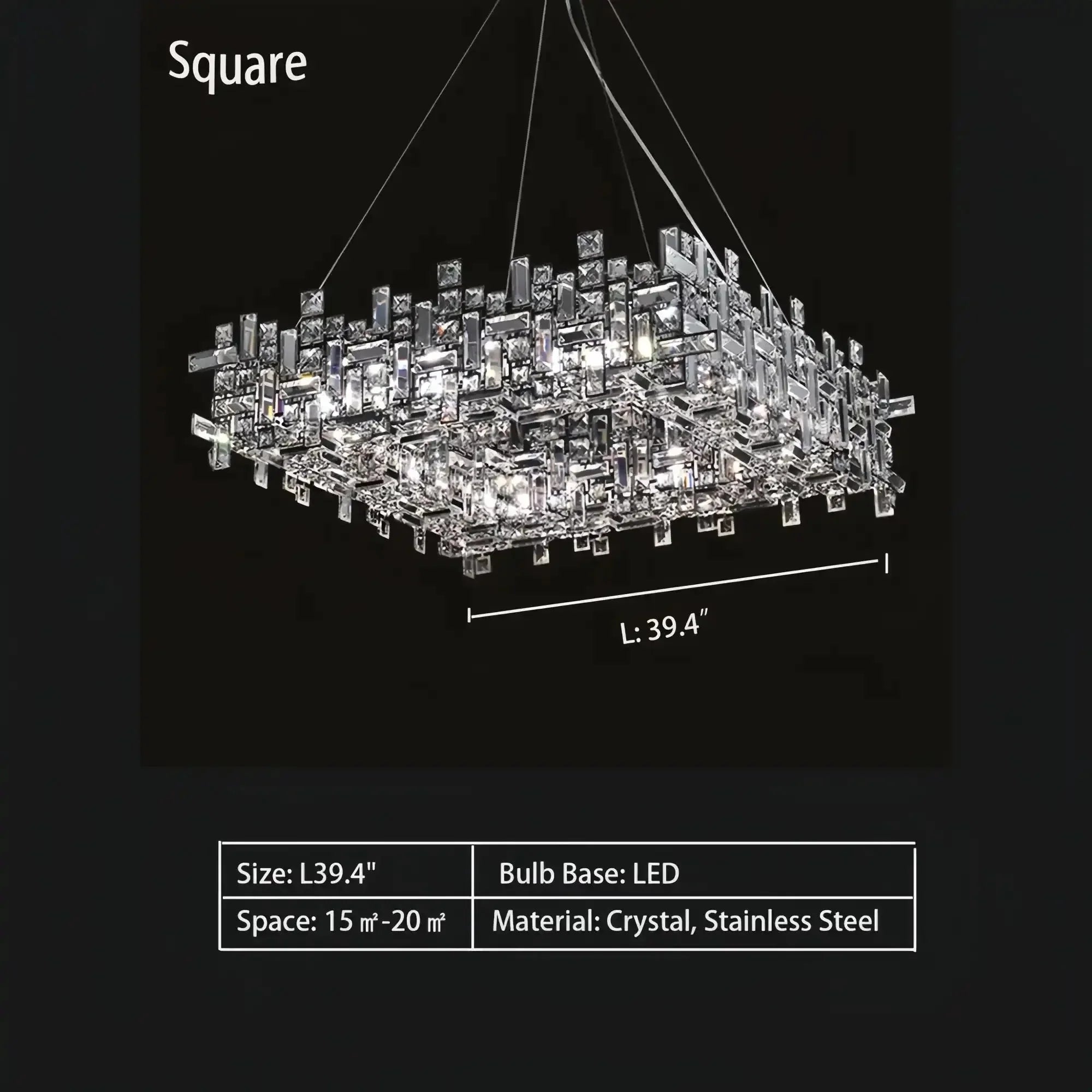 Art Irregular Block Collection Crystal Pendant Chandelier Suit for Living/Dining Room - Joyfuzzy