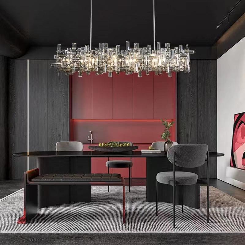 Art Irregular Block Collection Crystal Pendant Chandelier Suit for Living/Dining Room - Joyfuzzy