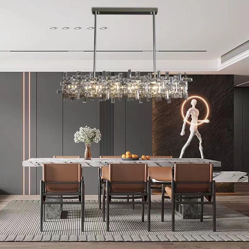 Art Irregular Block Collection Crystal Pendant Chandelier Suit for Living/Dining Room - Joyfuzzy