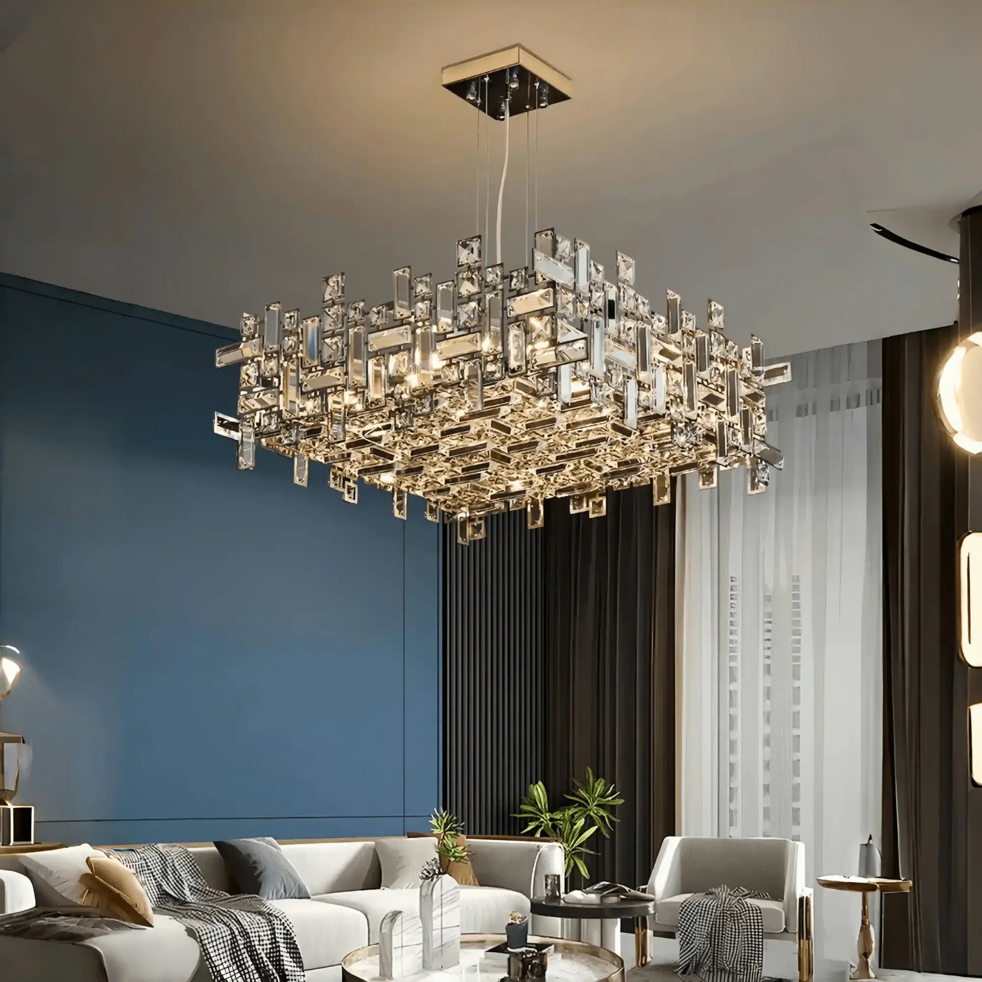 Art Irregular Block Collection Crystal Pendant Chandelier Suit for Living/Dining Room - Joyfuzzy