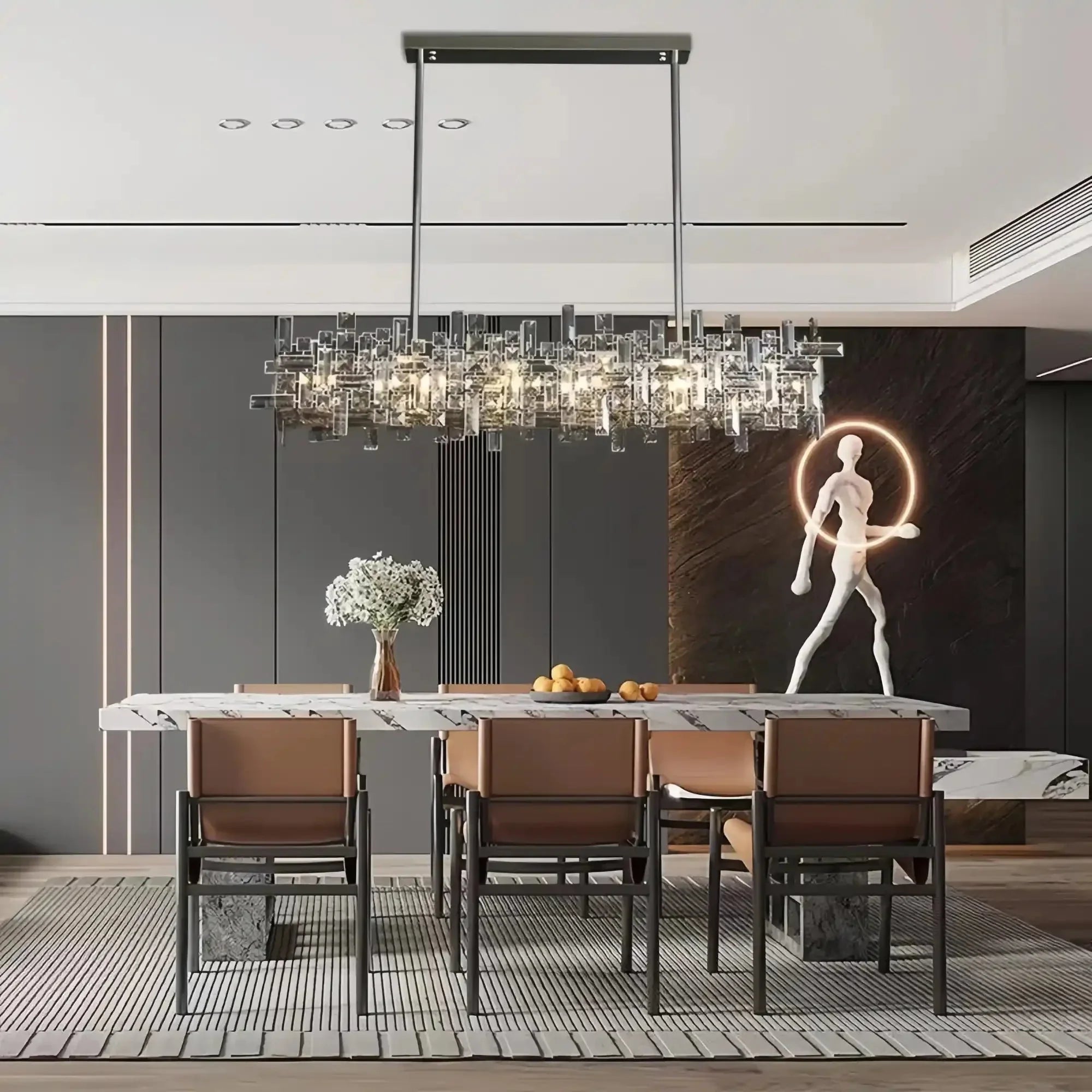 Art Irregular Block Collection Crystal Pendant Chandelier Suit for Living/Dining Room - Joyfuzzy