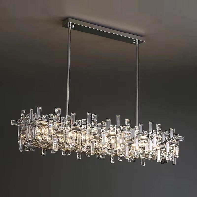 Art Irregular Block Collection Crystal Pendant Chandelier Suit for Living/Dining Room - Joyfuzzy