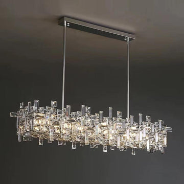 Art Irregular Block Collection Crystal Pendant Chandelier Suit for Living/Dining Room - Joyfuzzy